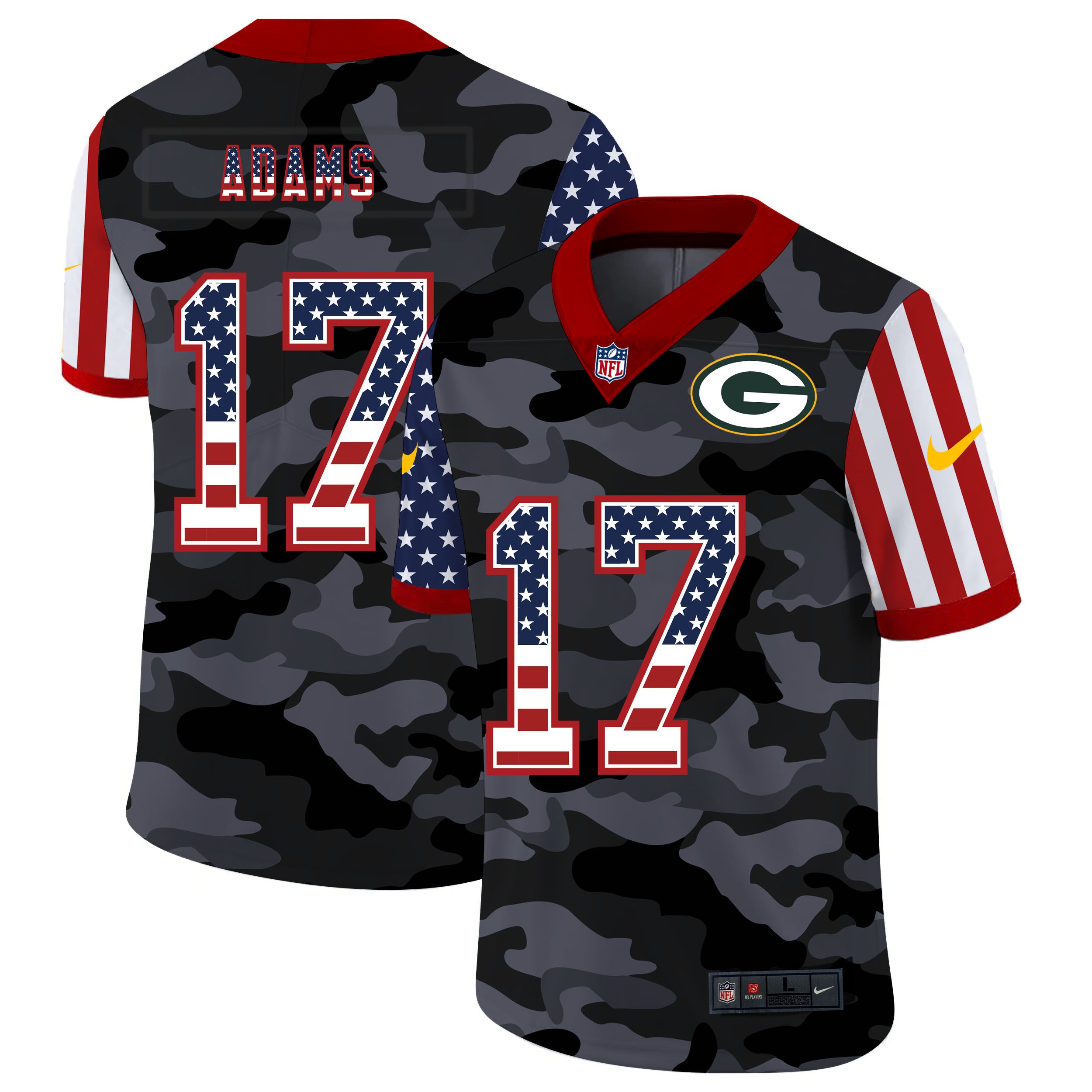 Men Green Bay Packers #17 Adams 2020 Nike Camo USA Salute to Service Limited NFL Jerseys->green bay packers->NFL Jersey